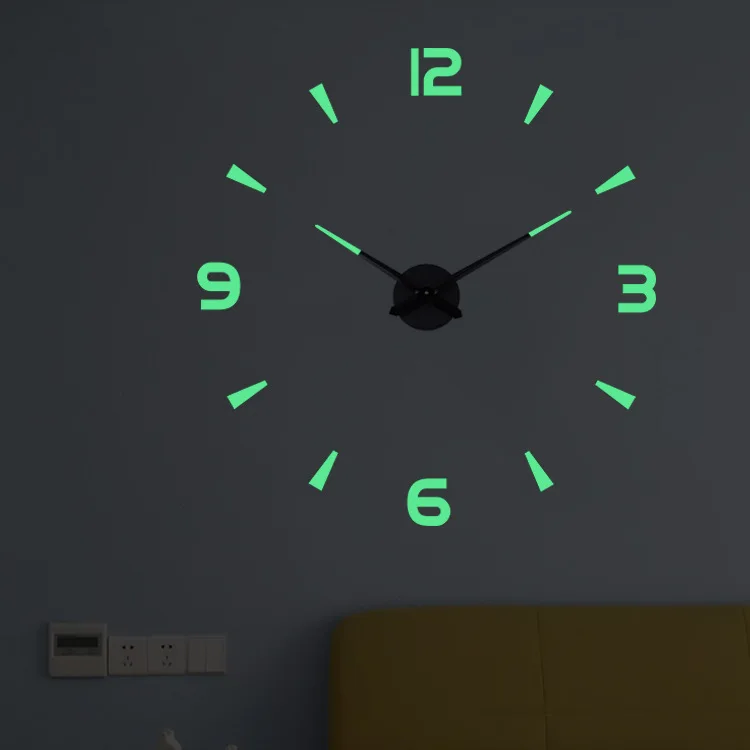 
Modern Home Decoration Luminous DIY Wall Sticker Clock 3D Acrylic Mirror Large Oversized 