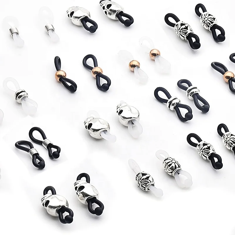 

Spectacle Chain Strap Holder Silicone Loop Ends Connector Retainer Gold Silver Cross Black White Rubber Eyeglass Holders End