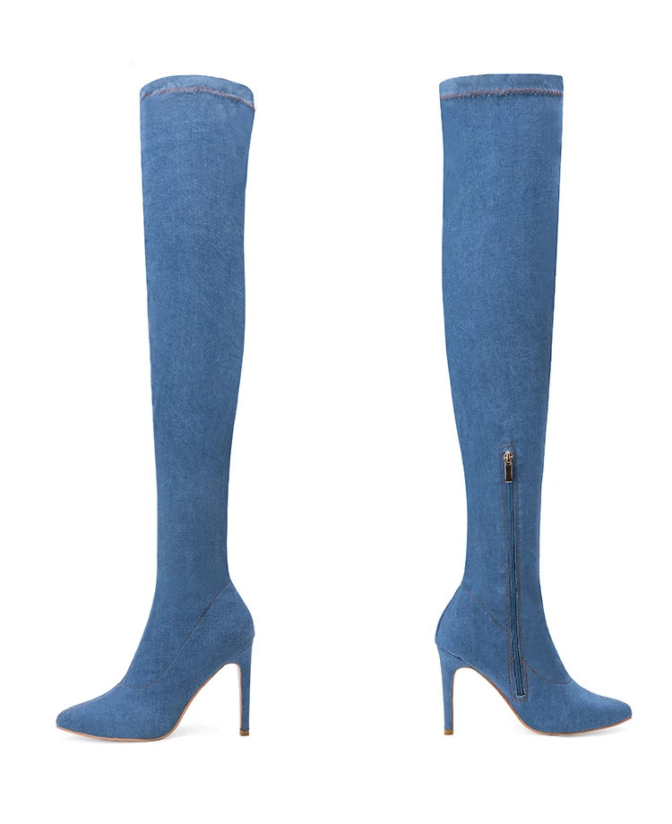 

Factory Comfortable high heel ladies shoes women over the knee boots, Blue