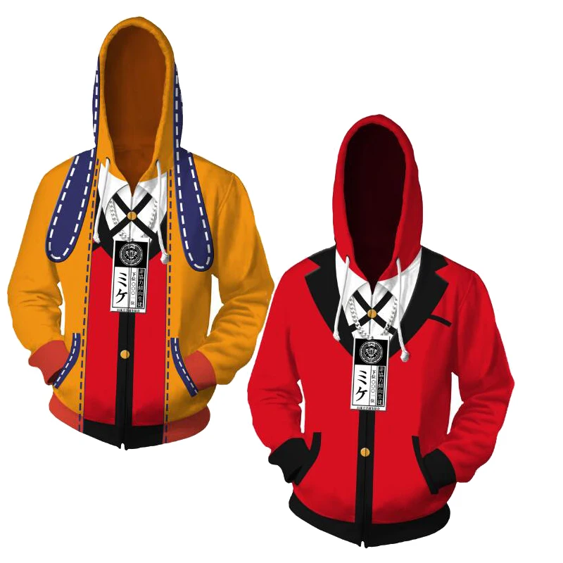 

ecowalson Costumes Kakegurui Compulsive Gambler Jabami Yumeko Cosplay Hoodies Yomoduki Runa Coats Adult Unisex Hooded Zipper