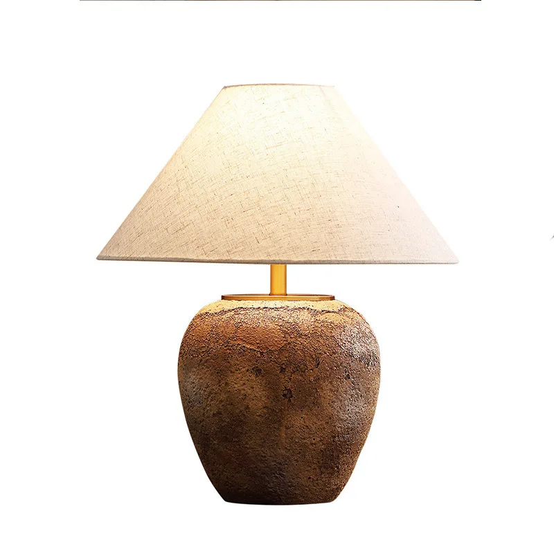 

Hot Sale Clay Table Lamp Vintage Creative Traditional Retro Tea Room Bedroom Ceramic Table Lamps