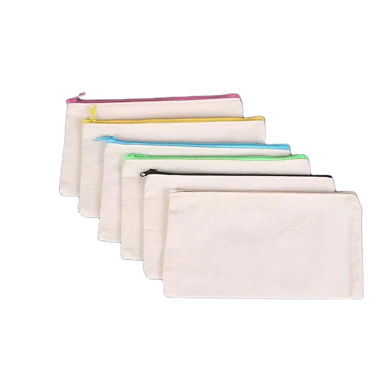 

Multi function eco friendly custom plain blank canvas pencil zipper pouch