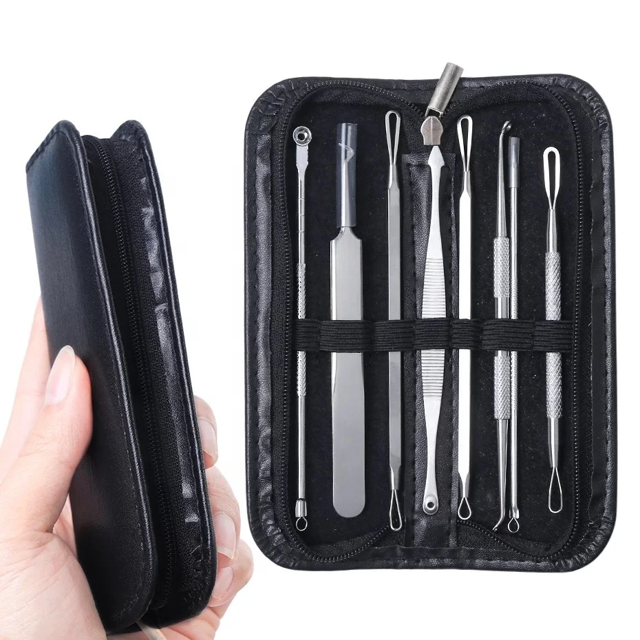 

1Set Acne Clipper Tweezers Pimple Blackhead Remover Needles Facial Care Stainless Steel Cleaning Tools Beauty Kits