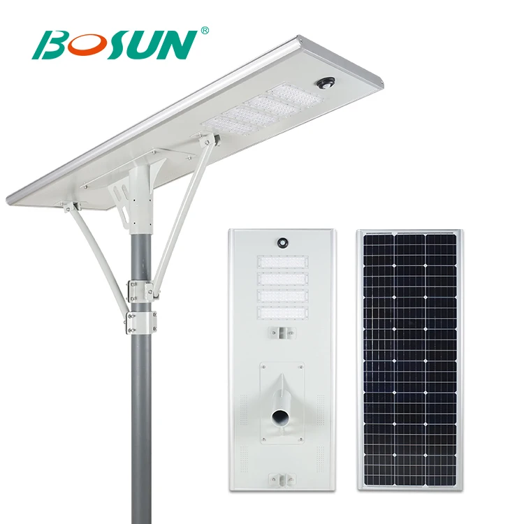 BOSUN New product 100w IP65 outdoor integrated motion sensor all in one solar led street light price