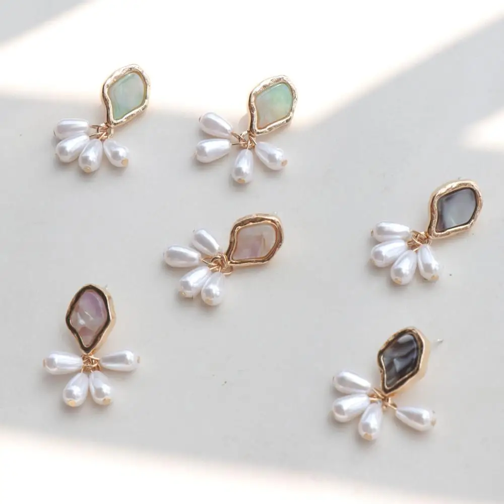 

New Fashion Sweet Geometric Imitation Pearl Acrylic Drop Earrings For Women Jewelry Accessories, Gold