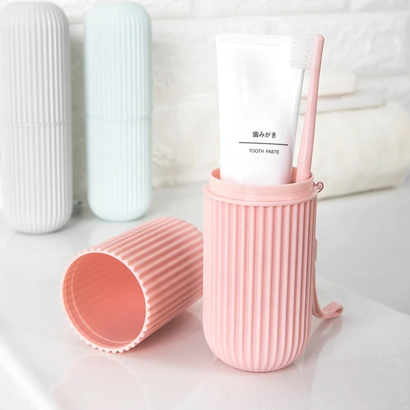 

Wholesale Chinese Mouthwash Travel Portable Plastic toothbrush toothpaste holder Wash Cup, White, pink, green, grey