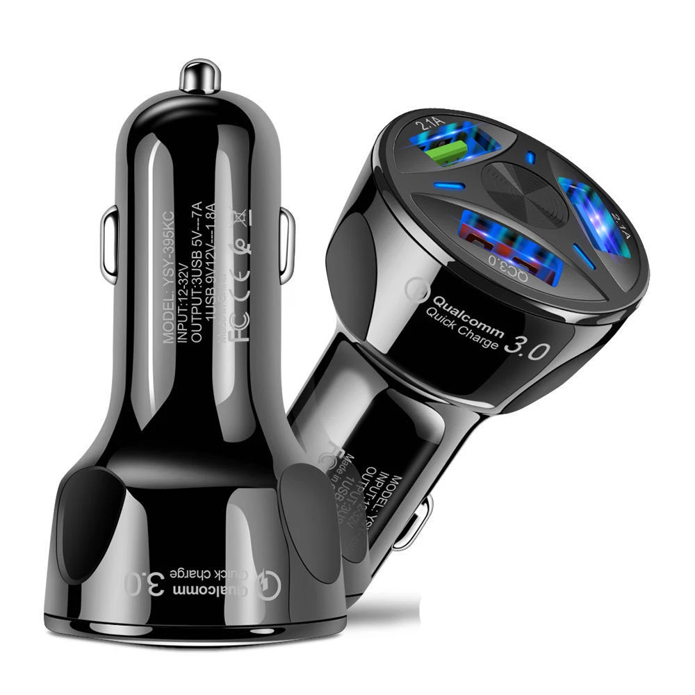 

Universal RoHS Quick Portable New Design QC3.0 Fast charging three USB cell phone Car Charger, Black,white
