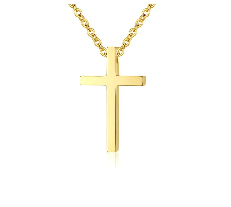 

High Quality Simple Stainless Steel Cross Pendant Chain Necklace for Men Women, 20-22 Inches Link Chain