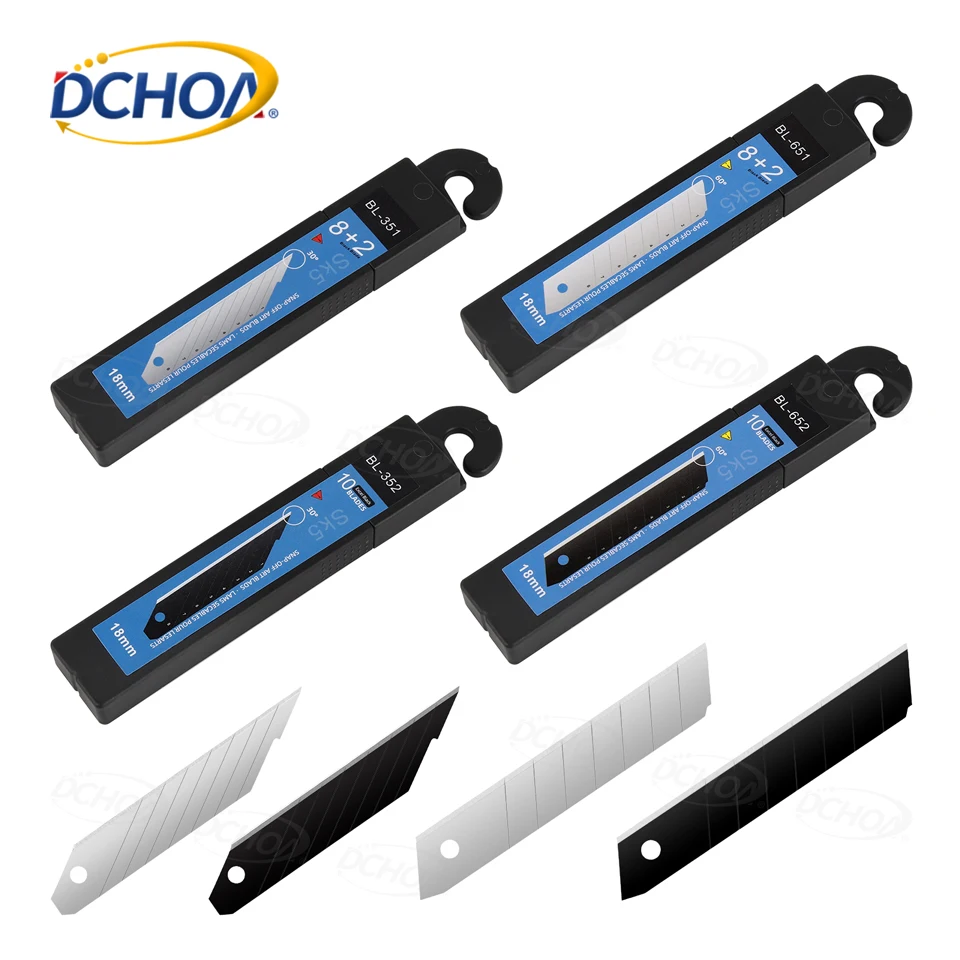 

DCHOA 18mm Utility Knife Retractable Snap Off Blade Vinyl and Paper Cutting Craft Knives Blade