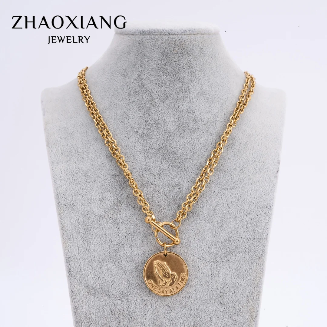 

Layers Necklaces For Women 18K Gold Stainless Steel Choker Pendant Necklace Custom Jewelry