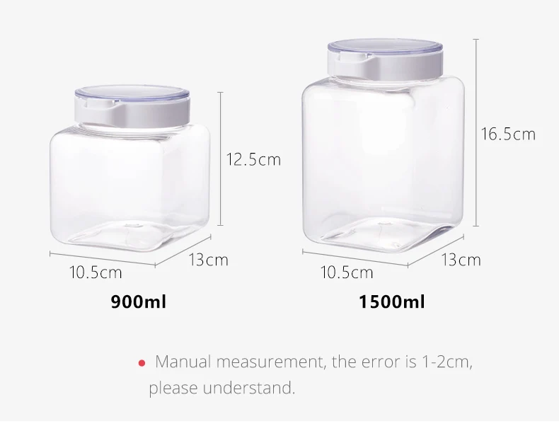 Shimoyama Square 1500ml Big Capacity Food/sundry Plastic Kitchen Jars