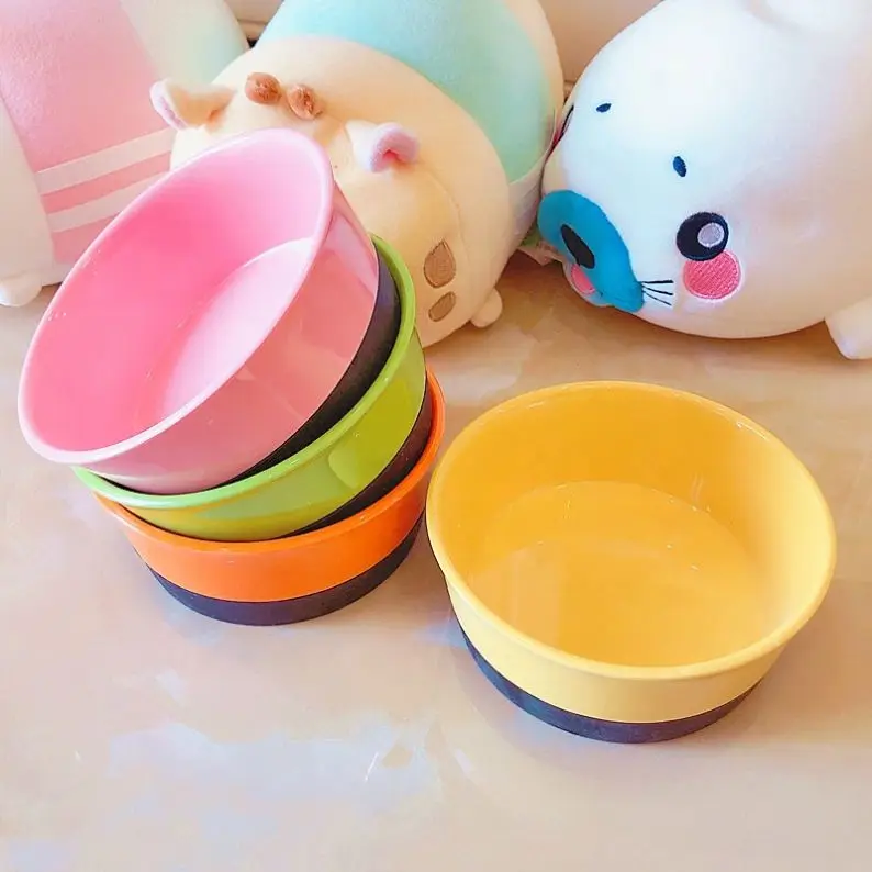 

Pet Color Matching Melamine Imi-tation Ceramic Bowl Cats Dogs Pet Drinking Bowl, Pink green yellow orange