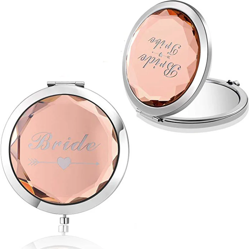 

Personalized Bridal Compact Mirror Crystal Compact Makeup Mirror Bridesmaid Wedding Gift, 12 colors