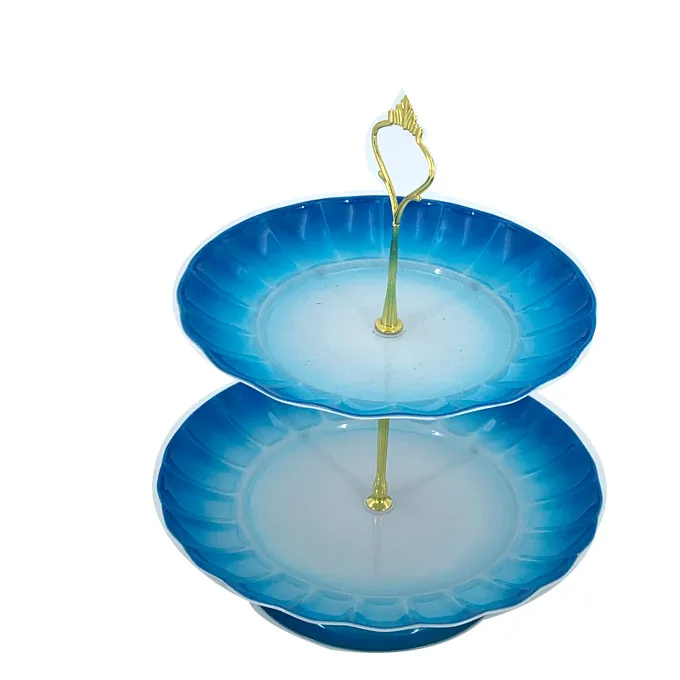 
Colorful stainless steel two-layer fruit tray party multi-layer shelf 