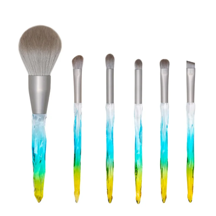 

High Quality Crystal Transparent Handle 6Pcs Makeup Brushes Diamond Cosmetic Makeup Brush Set