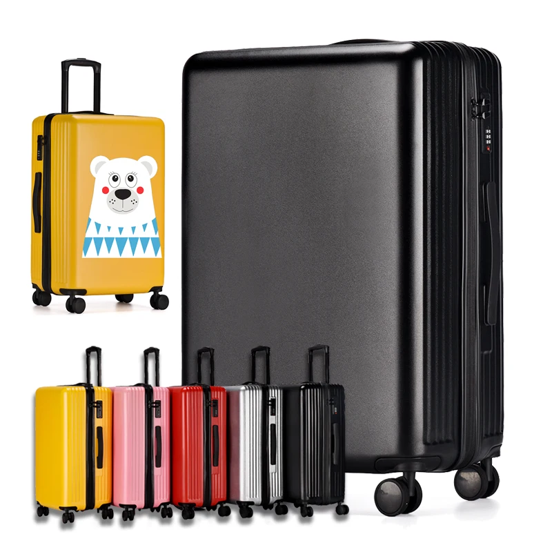 

Custom Aluminium Trolley Suitcase Luggage ABS PC Printed Design Trolley Travel Luggage, Yellow, pink, silver, red, black