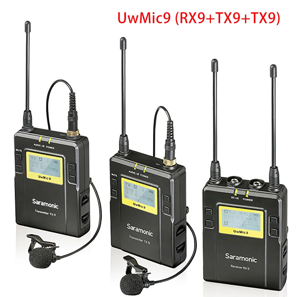 

Saramonic Uwmic9 RX9+TX9+TX9 Wireless Lavalier Lapel Microphone System RX9 Receiver and Transmitter for Camcorder Video