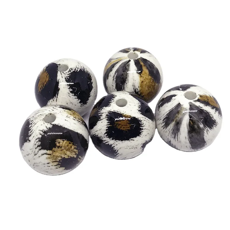 

Leopard Printed Large Resin Plastic Loose Bead for Hairdress Making