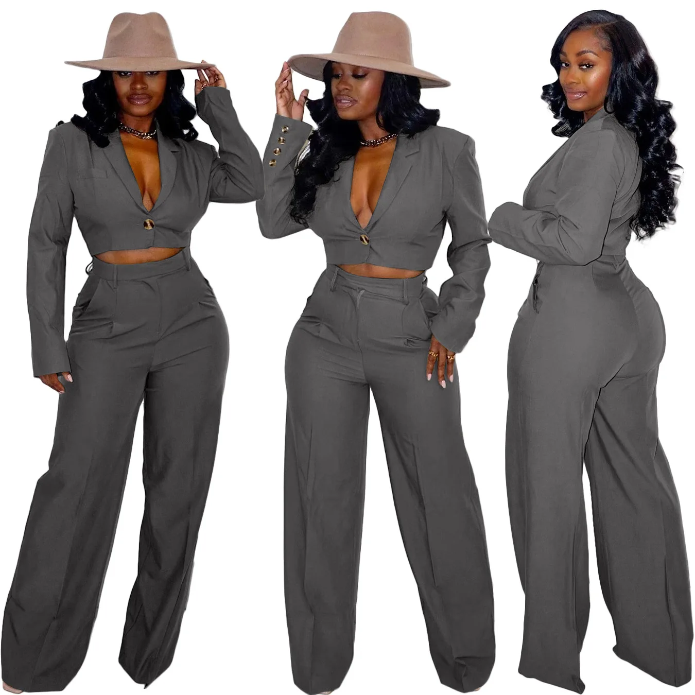 

HT6056 Autumn And Winter New Style Women'S Suit Collar Casual Suit Suit, 1 colors