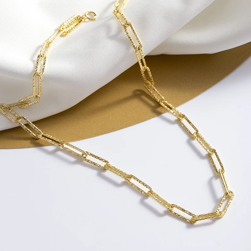

Bohemia Jewelry Silver Chain 925 Sterling Paperclip Chock Necklace
