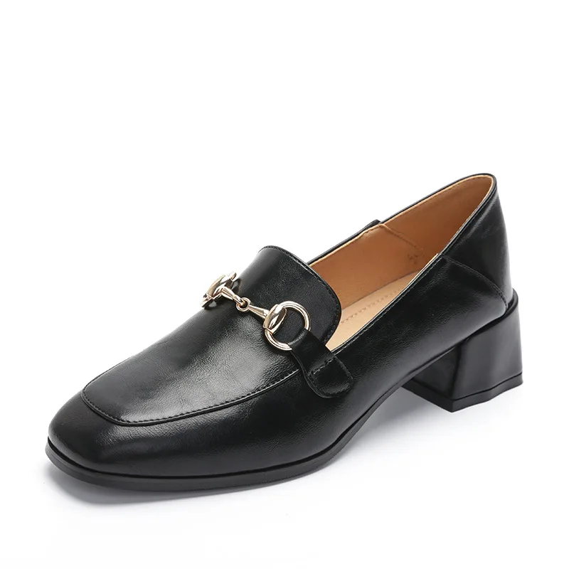 

sh10707a Spring Autumn Women Shoes Square Toe Ladies Low Heels Dress Shoes Buckle Metal For Office Wear