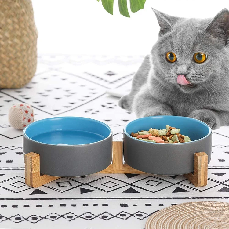 

Manufacturer Wholesale Travel Outdoor Non Slip Ceramic Slow Feeder Pet Dog Bowl With Stand, Customized color