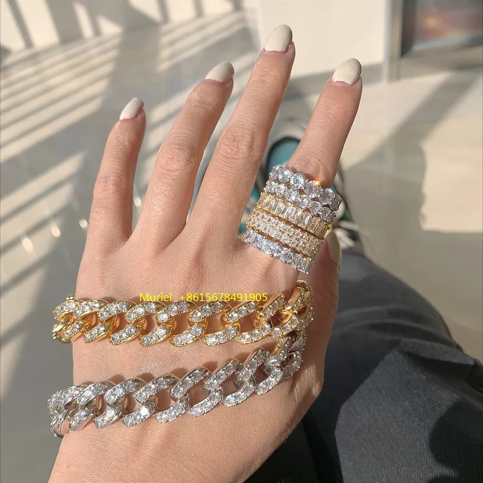 

Wholesale hip hop jewelry bracelet heavy icy cuban link chain cuban bracelet