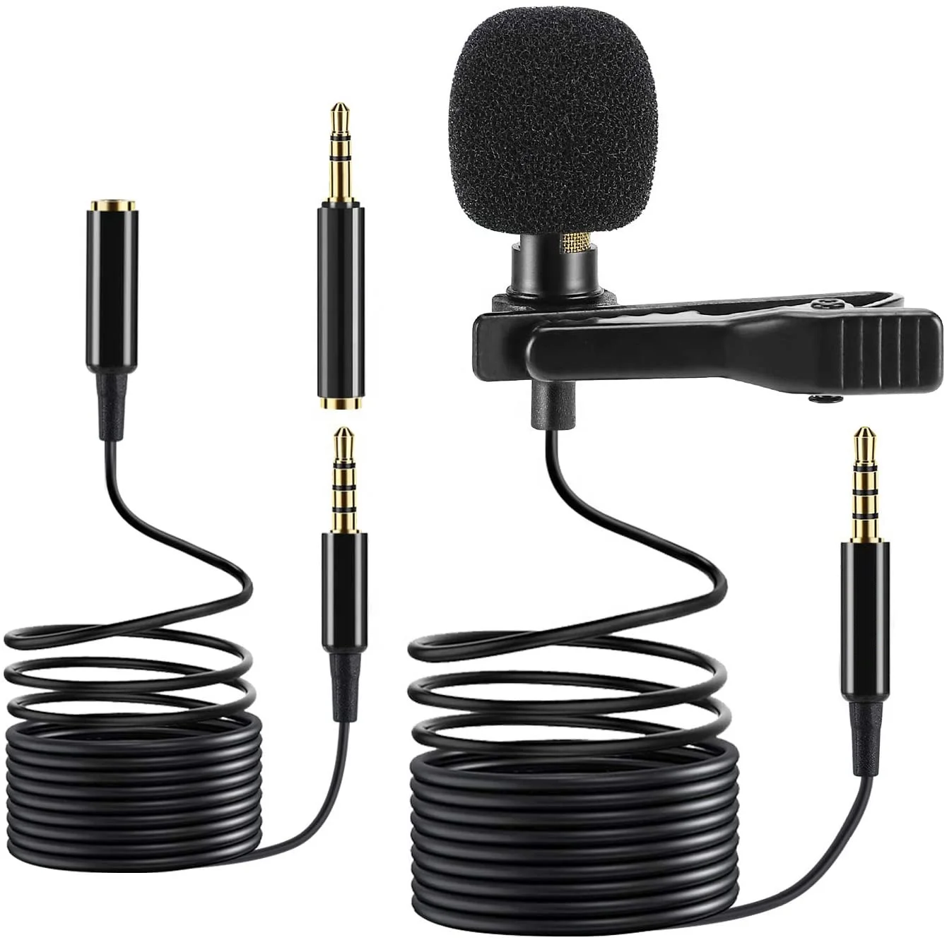 

WIK-JM 3.5m 2+1.5m Mini Portable Microphone Condenser Clip-on Lapel Lavalier Mic Wired Mikrofo, Black