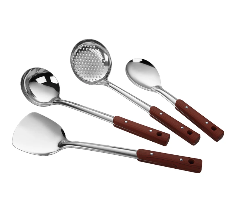 

Heat-Resistant Kitchenware Stainless Steel Cooking Tools Spatula Ladle Strainer Spoon Non-stick Kitchen Utensils, Silver