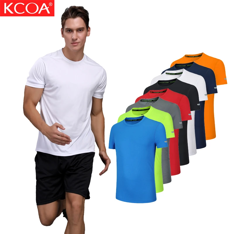 

KCOA In Stock Hot Sales Sports Reflective Stripe Blank Running Quick Dry Men T Shirt, 8 colors in stock or custom colors