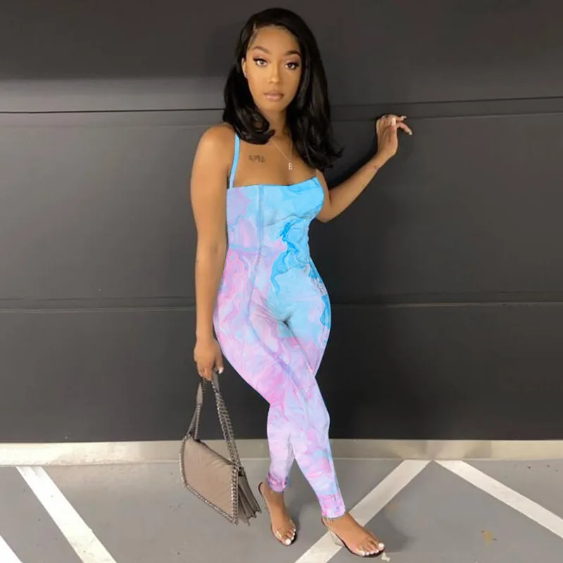 

ZTC 009 Factory luxury autumn solid color bodycon african transparent suits jumpsuits full body women letter print jumpsuit, Blue/pink/dot