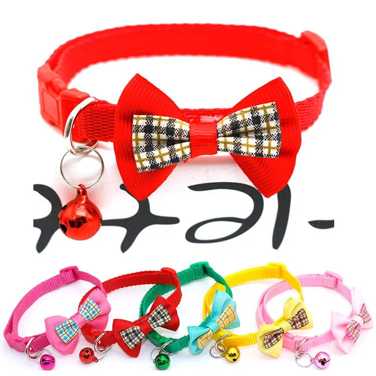 

Pet Cat Collar PP Pet Collar Exquisite Collar With Bow Decoration Pet Products For Dog Cat, Red,yellow,pink,rose red,green