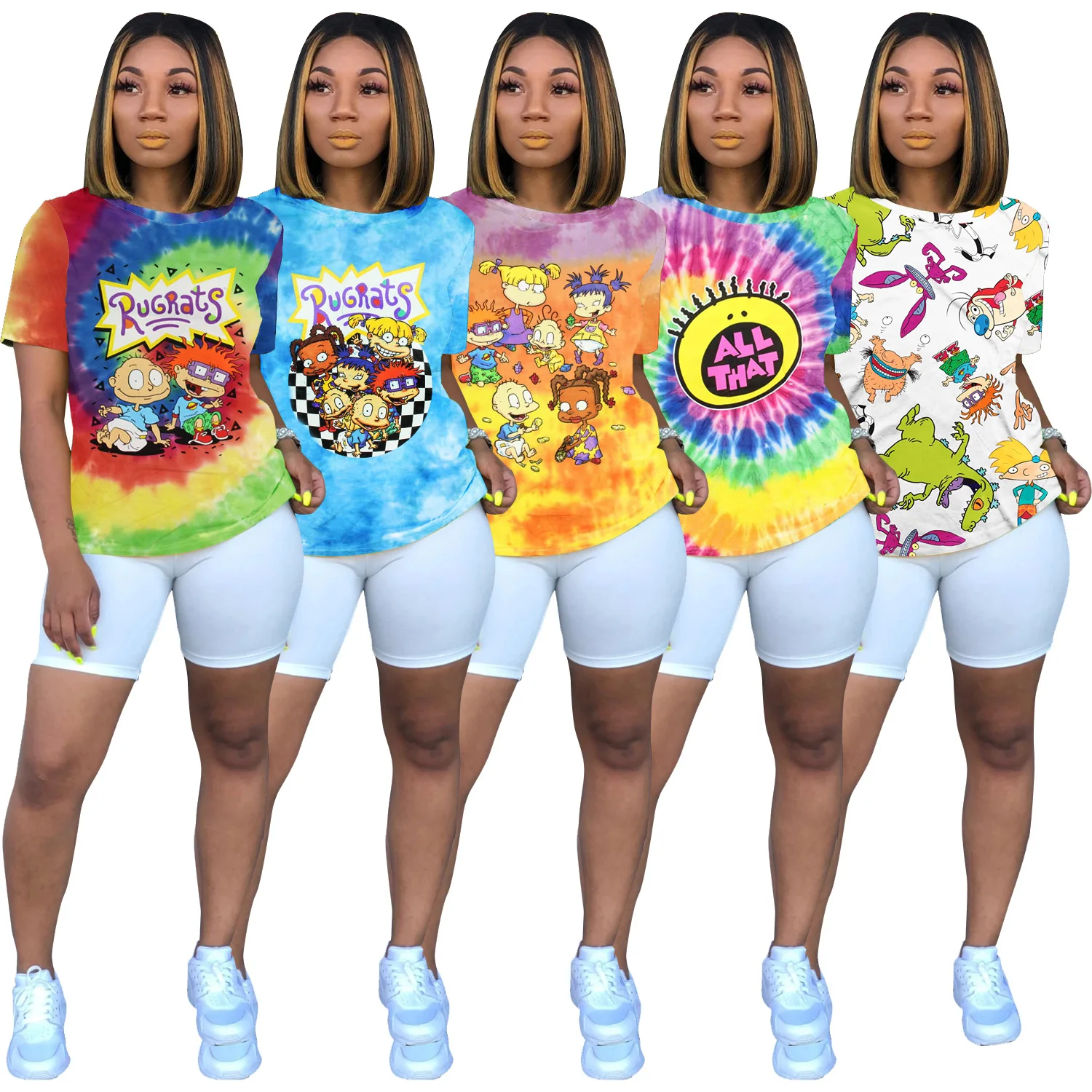 

European and American women's casual fashion cartoon positioning printing short sleeve shirt T-shirt