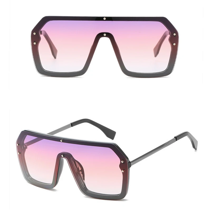 

2020 Big Frame Cool Rivet Glasses Rimless Vintage Sunglasses