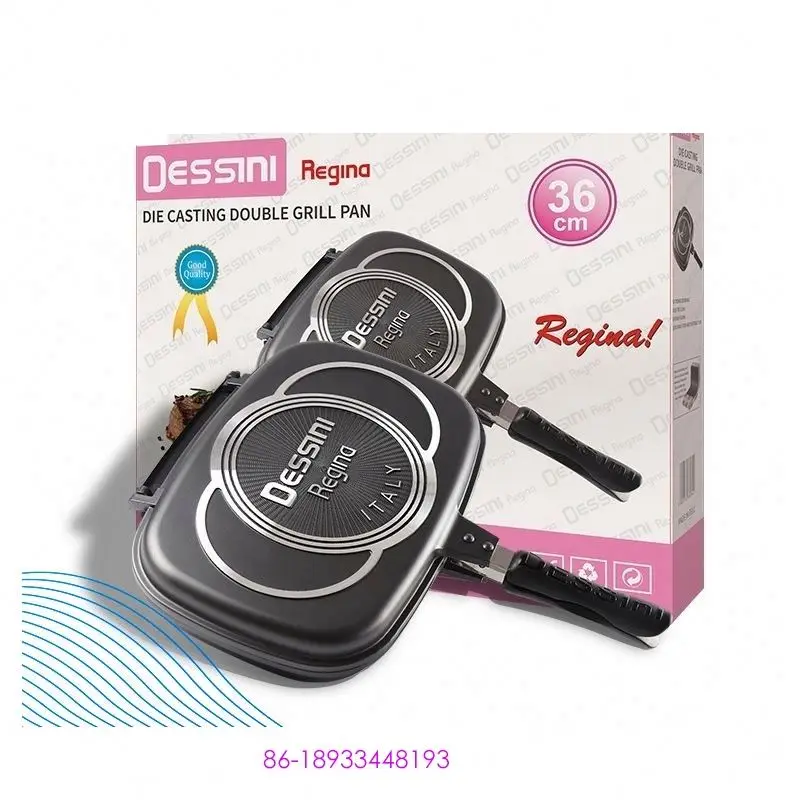 

Dessini Multi Functional Smokeless Non Stick Double Side Square Cooker Grill Pan Cast Aluminum For Stove