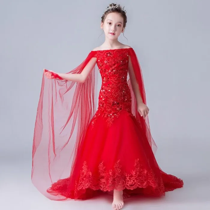 

Bright Girls Red Long Dresses Special Sleeves Red Long Dresses