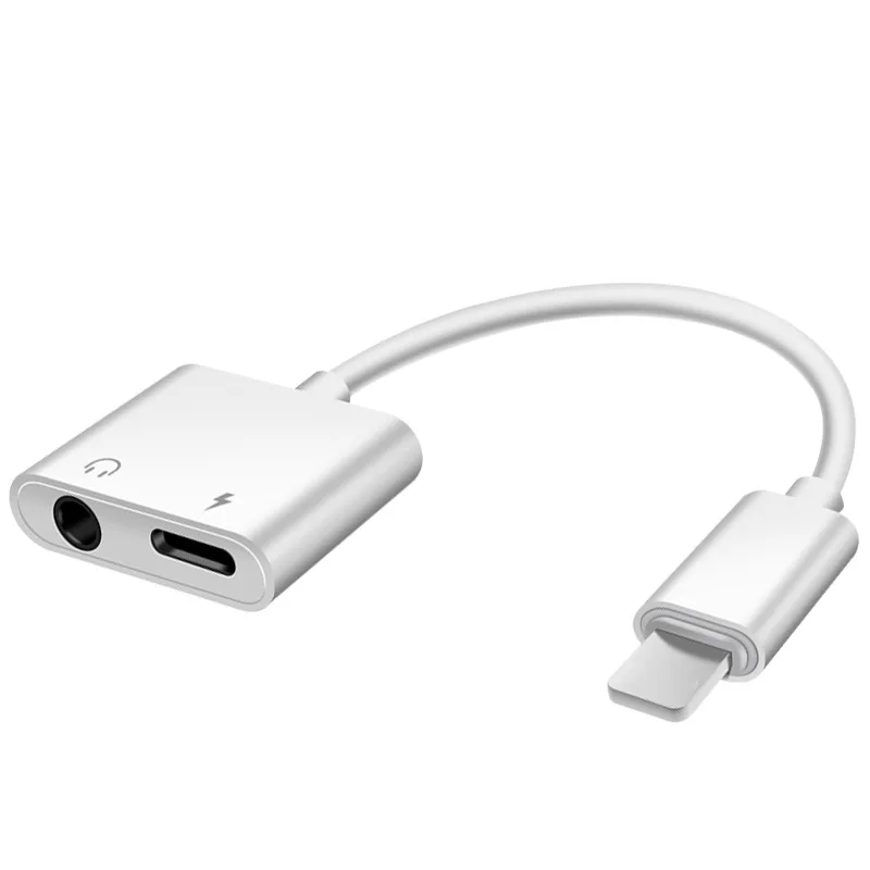 For iPhone Adapter 2 in 1 For Apple iPhone XS MAX XR X 7 8 Plus IOS 12 3.5mm Jack Earphone Adapter Aux Cable Splitter