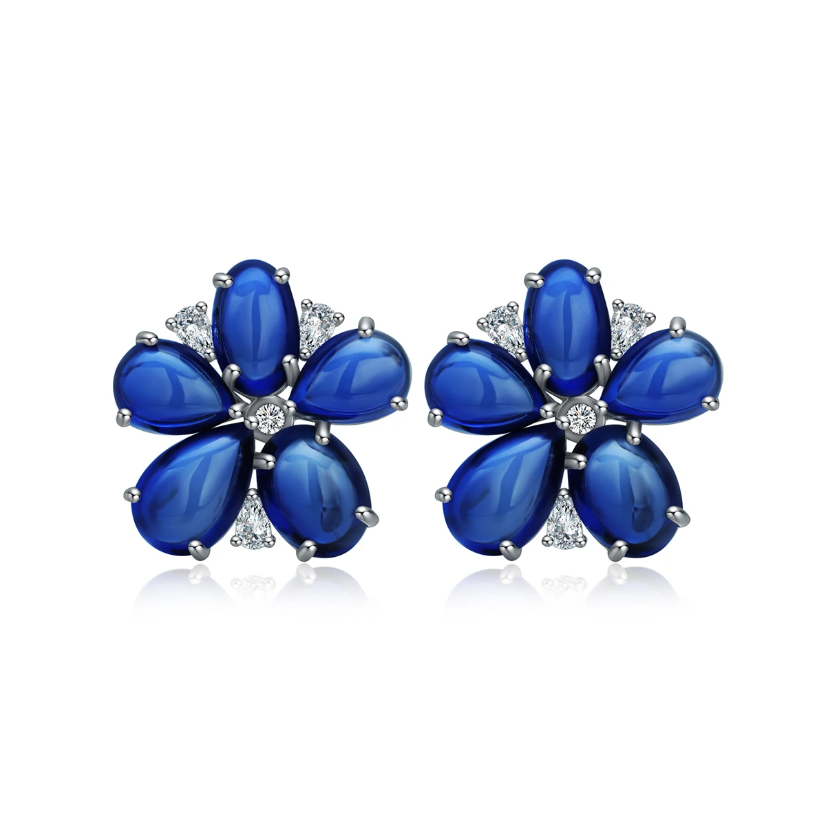 

Blue Corundum Sterling Silver 925 Earrings Stud Blue Color Gemstones Jewelry Manufacturer Factory Direct Sale