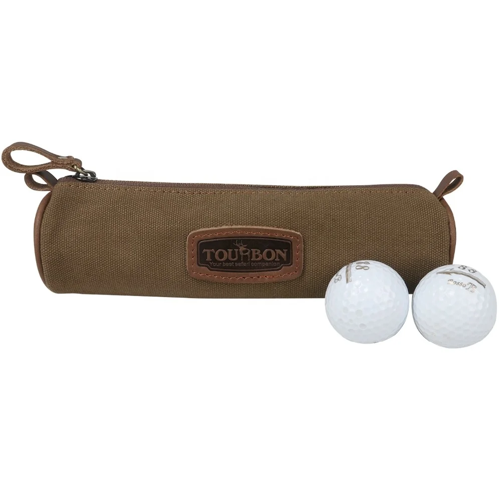 

Tourbon Stationery Pencil Case Golfer Gift Canvas 5 Ball Zipper Pouch Golf Ball Bag