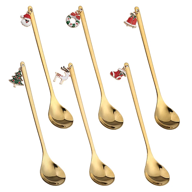 

Creative stainless steel Christmas mixer Coffee Spoon Christmas gift box, Silver/gold