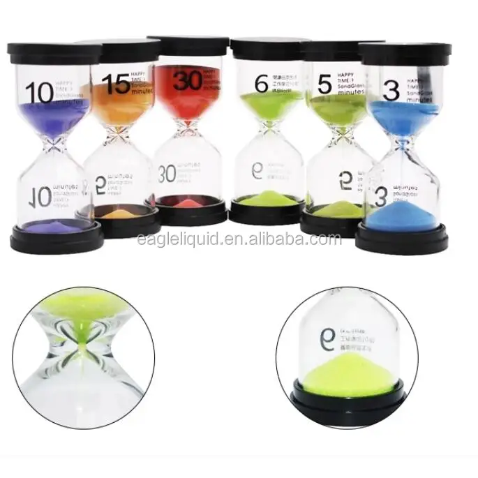

Custom Hourglass Black Cover Plastic Waterproof Colorful 1/3/5/10/15/30 Mini Timer Hourglass Timer Plastic Sand Timer, Customized color sand clock