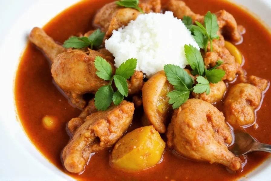 Chef stirring a pot of chicken stew