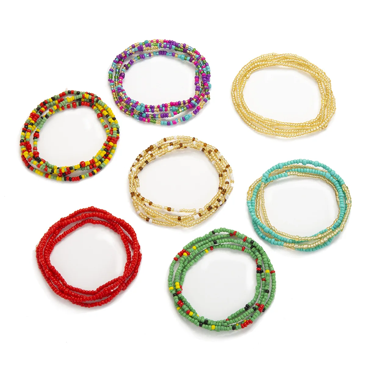 

Fashionable multi-layer mix and match sexy handmade bead collision-color rice bead body chain, Multi colors