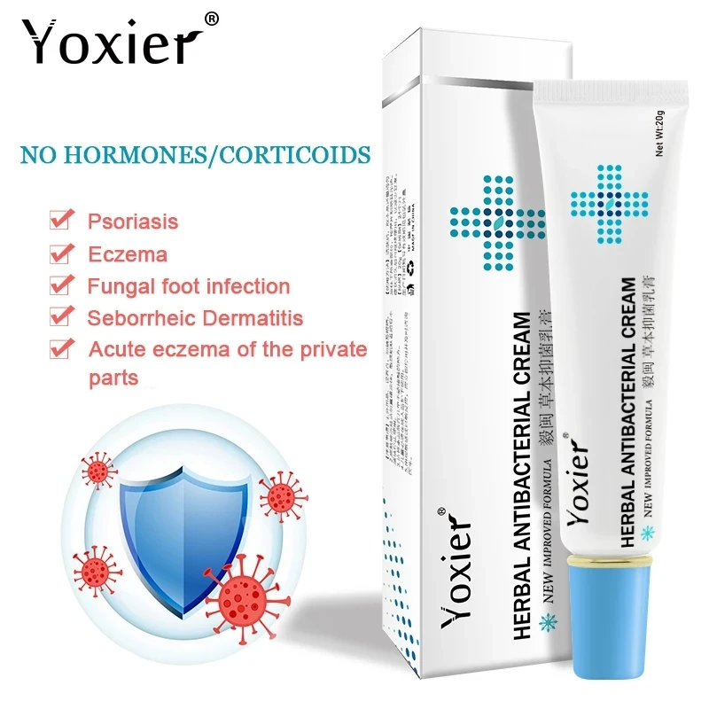 

Yoxier Herbal Anti bacterial Cream Psoriasis Cream Anti-itch Relief Eczema Skin Rash Urticaria Desquamation Treatment 20G