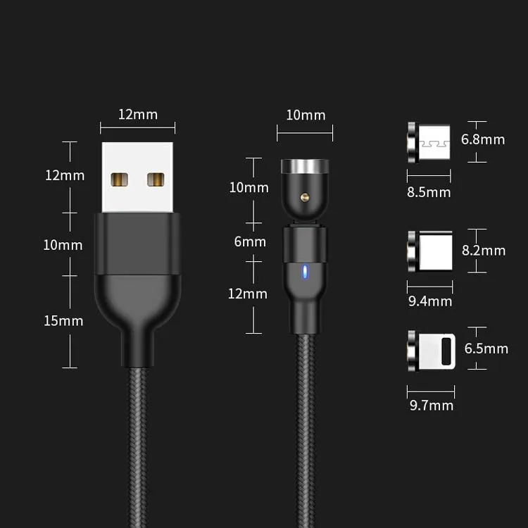 540 Rotation Led 3 In 1 Fast Charging Magnetic Cable Charger - ANKUX.COM