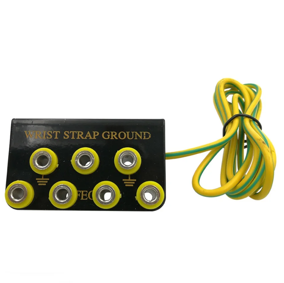 

ESD Bench Mount Ground Block with Seven Banana Jack Receptacles, Black