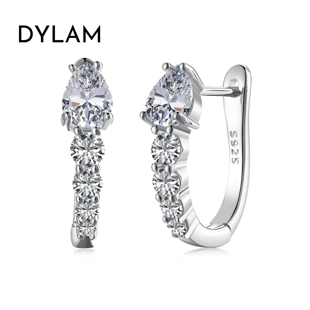 

Dylam Luxury Fine Fashion Women Jewellery Rhodium 18K Gold Plated 5A Zirconia Diamond Hoop Snake U Shape Stud Earrings