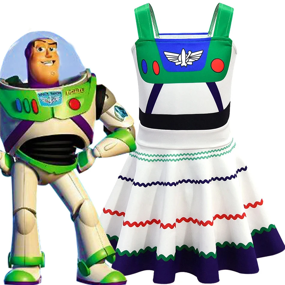 

New Girl Toy Story Cosplay Buzz light Girl Dress Children Princess Dress Kids Boutique Summer Party Dresses, Customized/as picture