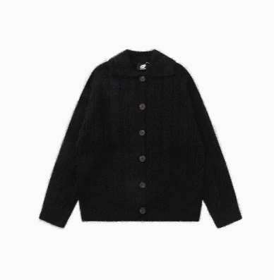 Winter Cotton Vintage Style Knitwear Knit Long Sleeve Coat Pullover Crewneck Knitted Jacquard Men's Tops Winter Oversized