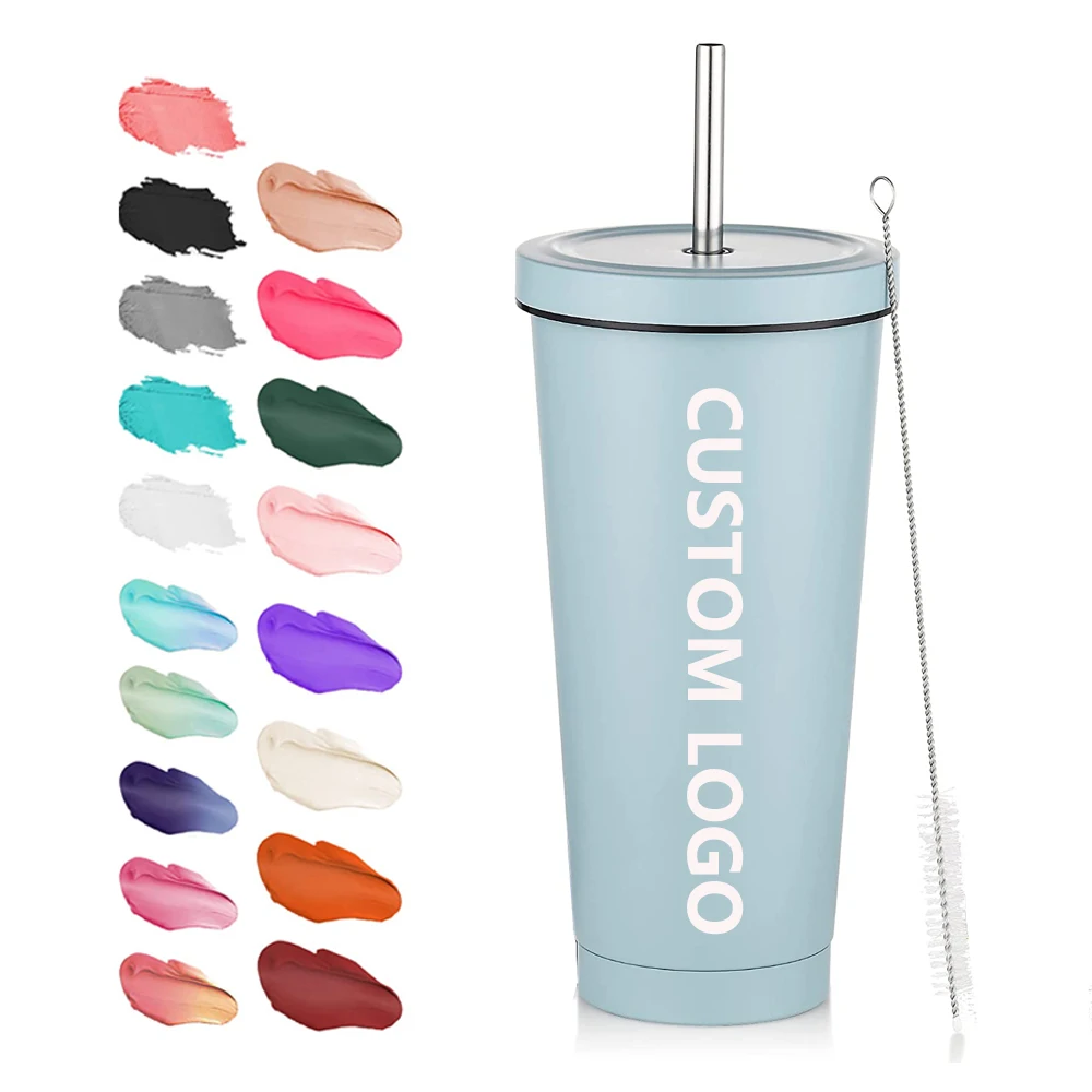 

Custom Bulk 750Ml 24Oz Double Wall Insulated Stainless Steel Glass Water Tumbler Cup With Lids And Straw